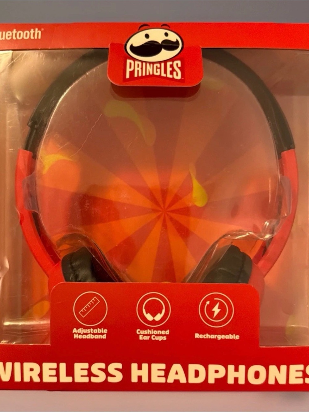 Pringles Wireless Bluetooth Headphones Orbit Innovations 1100 Red Black NIB Kids